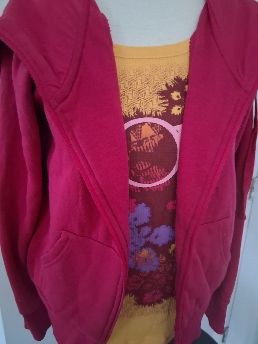 OP Fuchsia Women's Hoodie with Yellow Tank Top